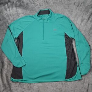 Avia Pullover Mens 2XL Teal Gray‎ Half Zip Long Sleeve Athletic Running Top